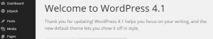 Confirmation splash page once WordPress has been updated.